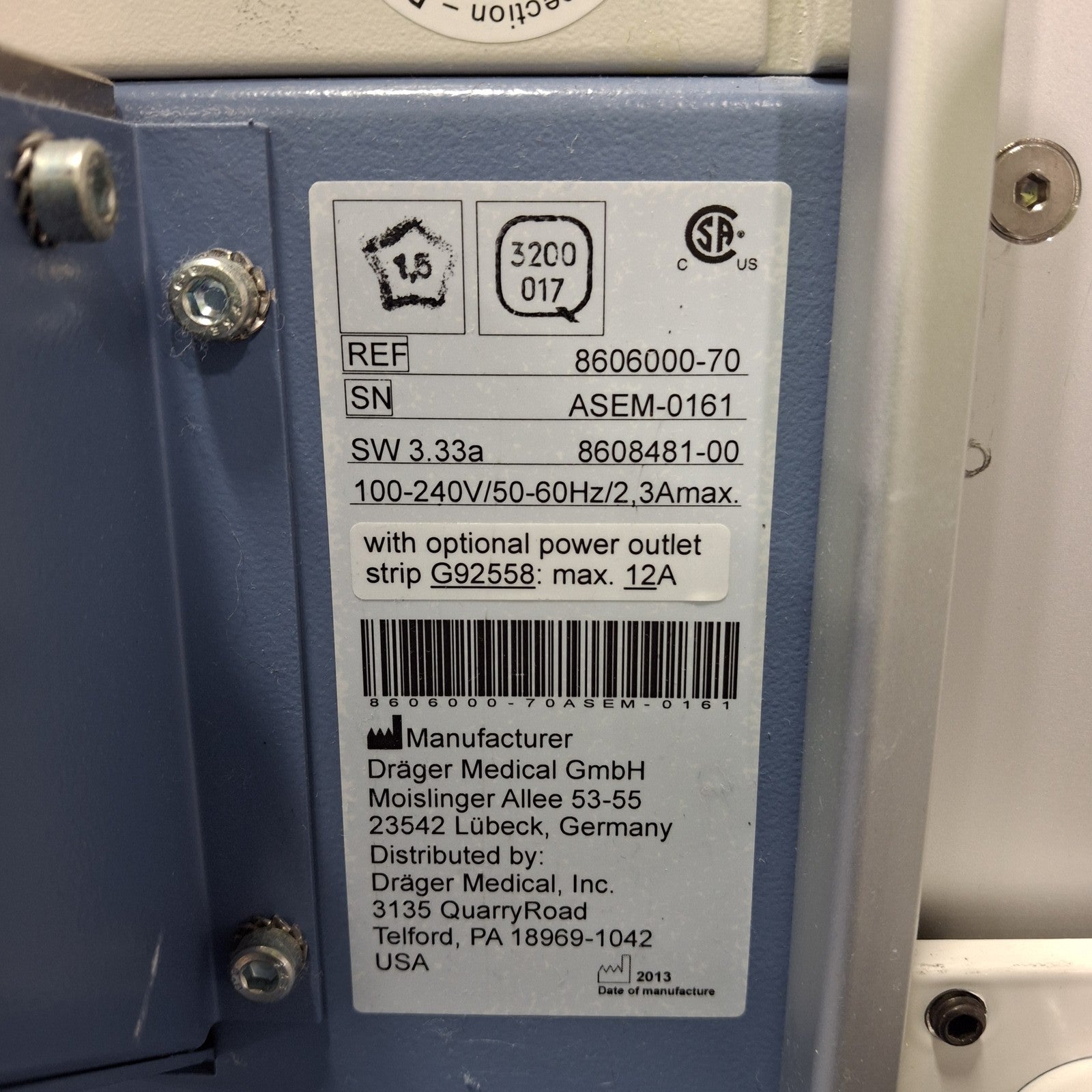 Draeger Medical Fabius Tiro Anesthesia Machine