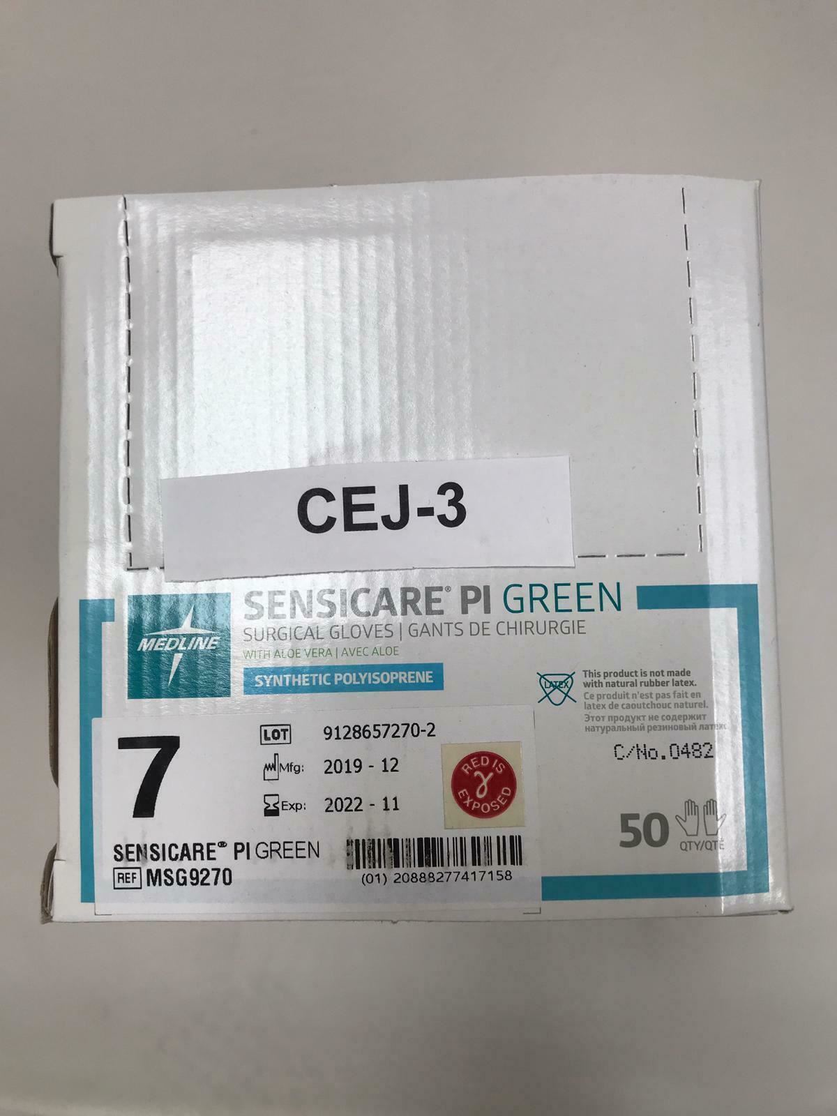 Medline Sensicare PI Green Surgical Gloves MSG9270 7 - 50 Count in Box | CEJ-3 DIAGNOSTIC ULTRASOUND MACHINES FOR SALE