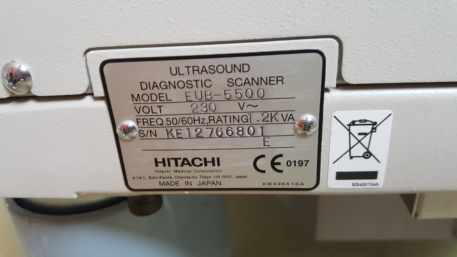 Hitachi EUB-5500 Diagnostic Ultrasound Unit OB, GYN, Microconvex DIAGNOSTIC ULTRASOUND MACHINES FOR SALE