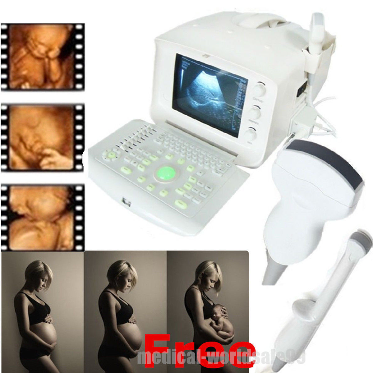 Ultrasound Scanner Ultrasonic Machine Transvaginal + Convex 2 Probes CE Sale DIAGNOSTIC ULTRASOUND MACHINES FOR SALE