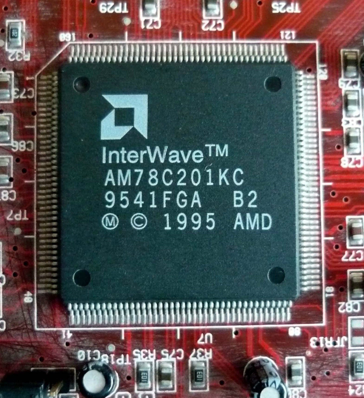 a close up of a computer chip on a printed circuit board