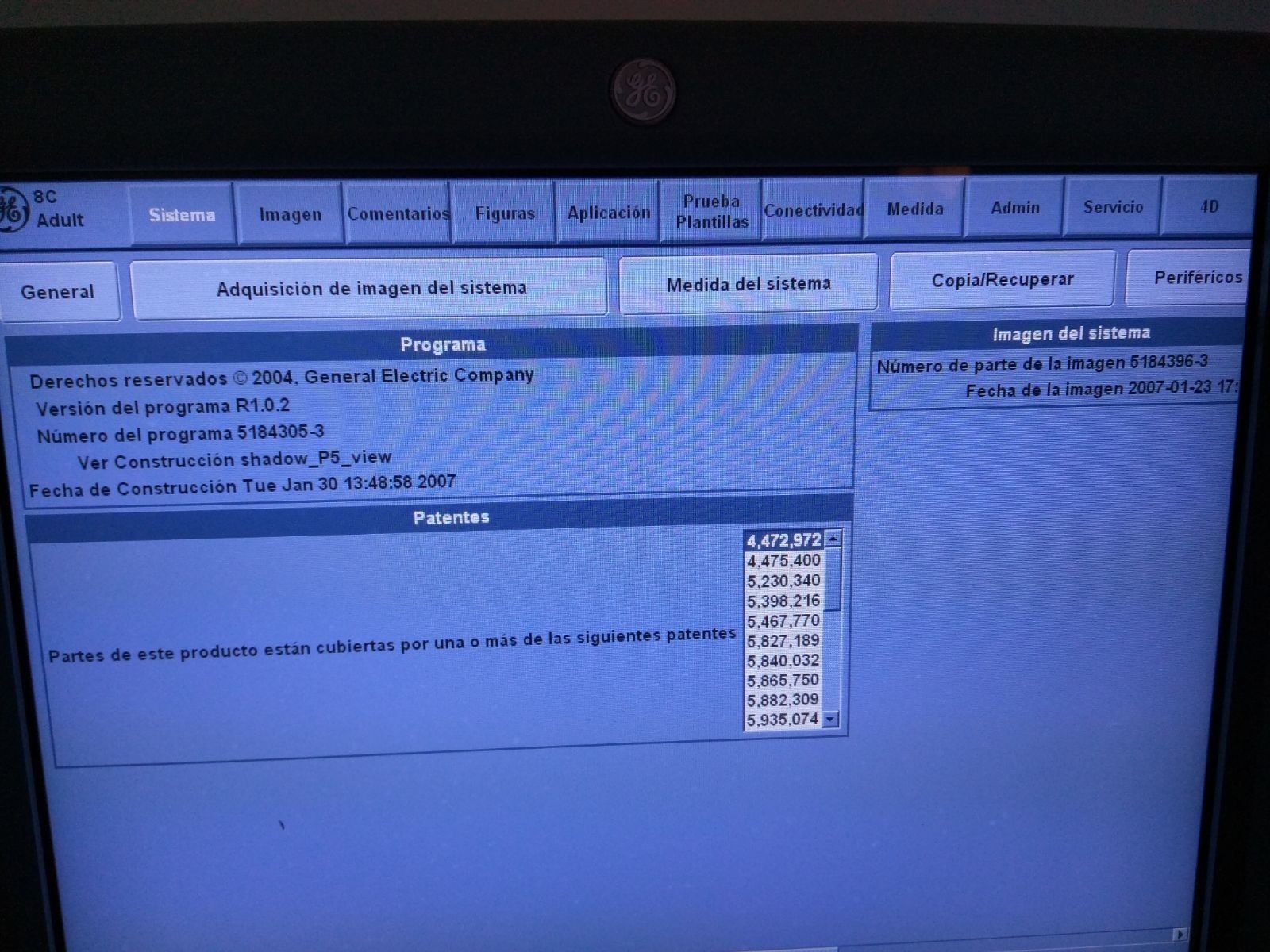 GE LOGIQ P5 2007 ULTRASOUND SYSTEM W/3 PROBES 4C CONVEX & 9L LINEAR & E8C TRANSV DIAGNOSTIC ULTRASOUND MACHINES FOR SALE