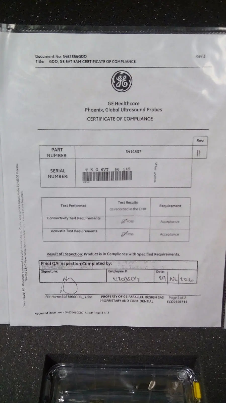 GE global ultrasound probes P/N5414607 DIAGNOSTIC ULTRASOUND MACHINES FOR SALE