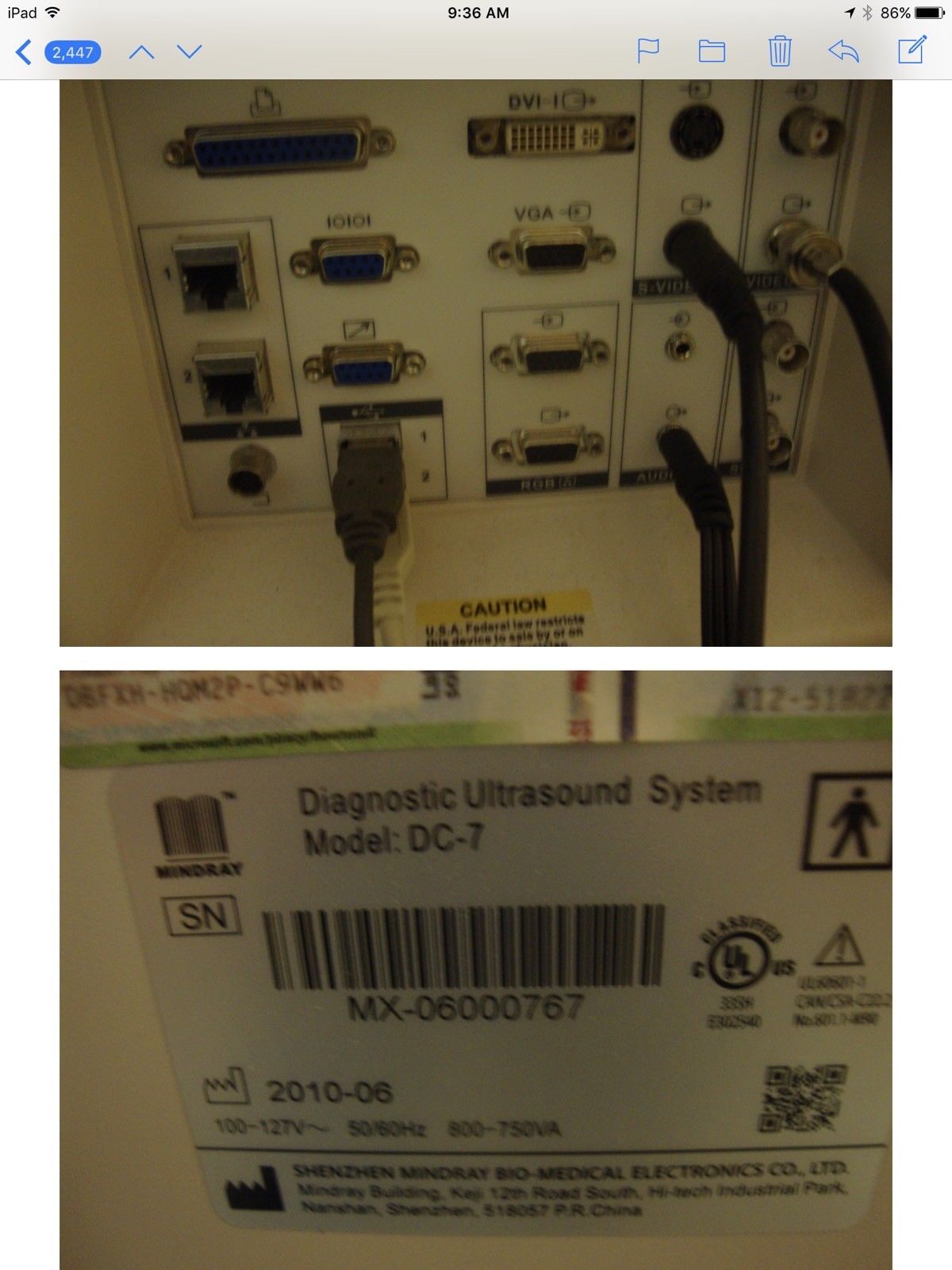 Mindray Ultrasound DC 7 DIAGNOSTIC ULTRASOUND MACHINES FOR SALE