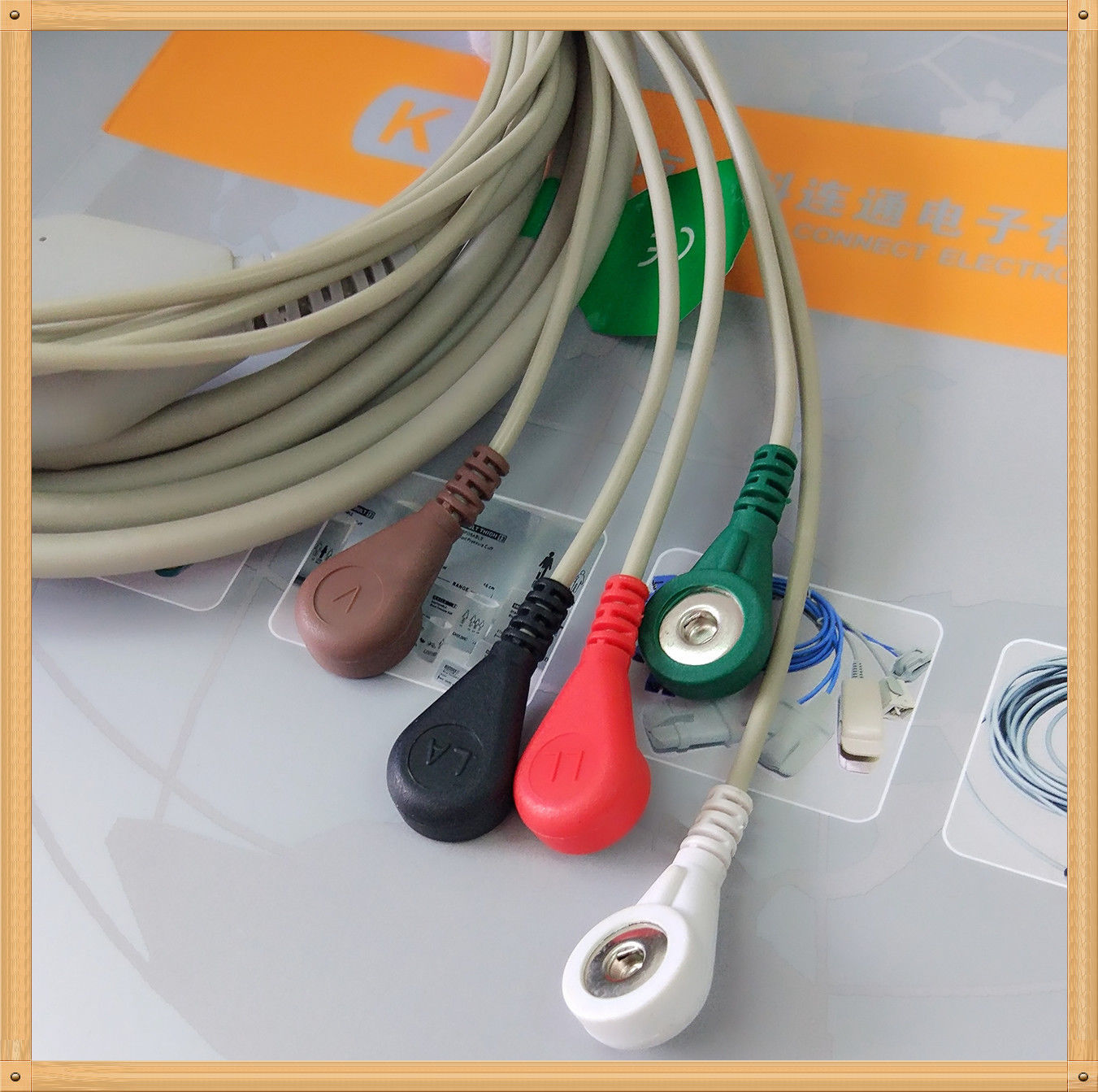 Generic AAMI 6 Pin One Piece ECG Cable 5 Leads Snap AHA DIAGNOSTIC ULTRASOUND MACHINES FOR SALE