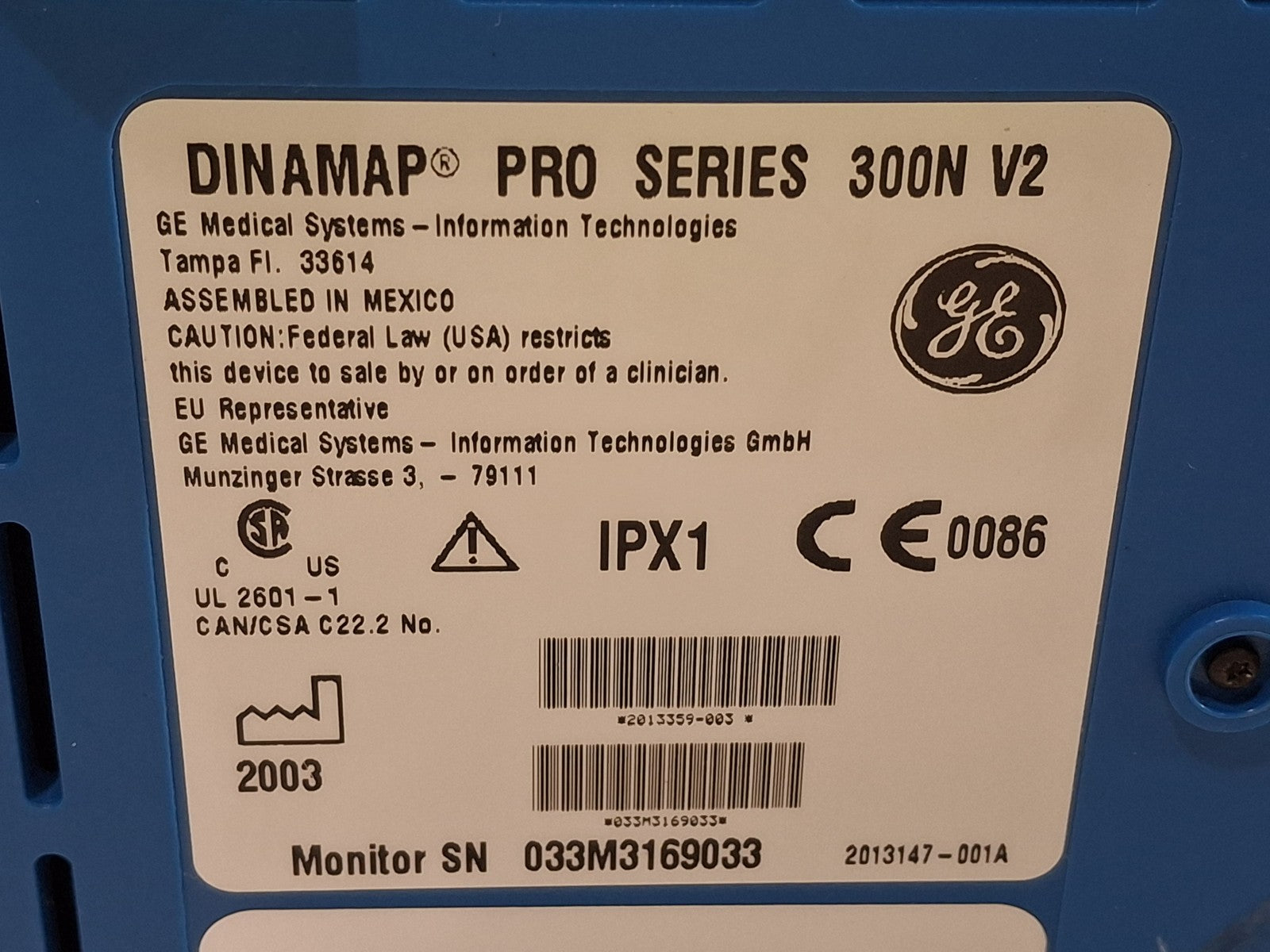 GE Healthcare Dinamap Pro 300V2 Vital Signs Monitor