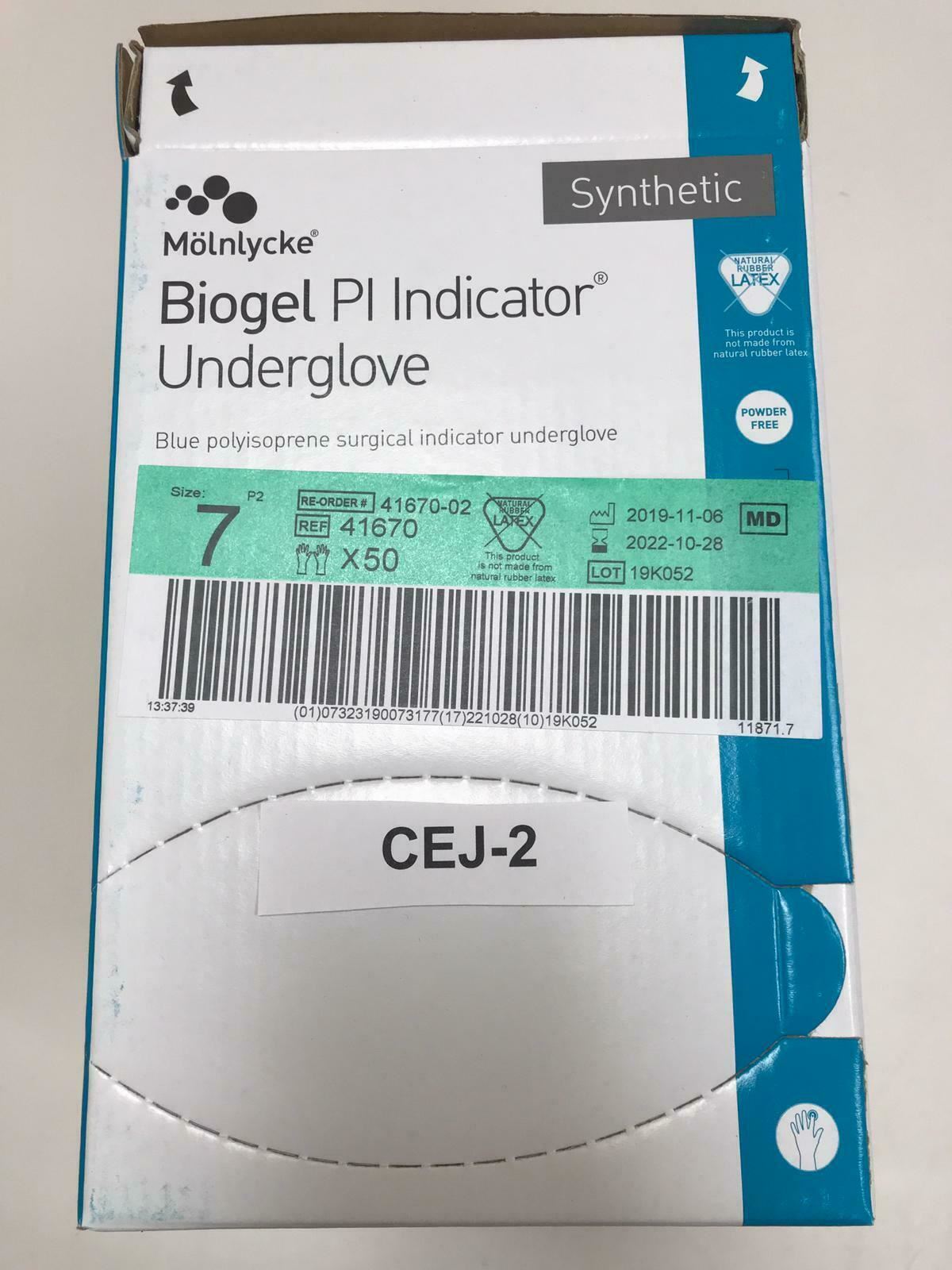 Molnlycke (41670) 7  Biogel PI Indicator Surgical Gloves 50 Count | CEJ-2 DIAGNOSTIC ULTRASOUND MACHINES FOR SALE