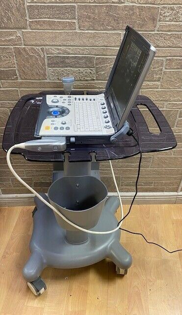 GE LogiQ E portable ultrasound with cardiac phased array probe cart-Warranty DIAGNOSTIC ULTRASOUND MACHINES FOR SALE