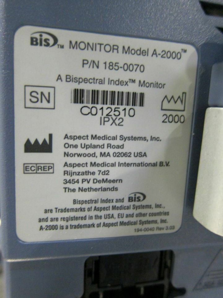 Aspect Medical A-2000 Bis XP 185-0070 XP Brain Monitor W/ DSC-XP Module DIAGNOSTIC ULTRASOUND MACHINES FOR SALE