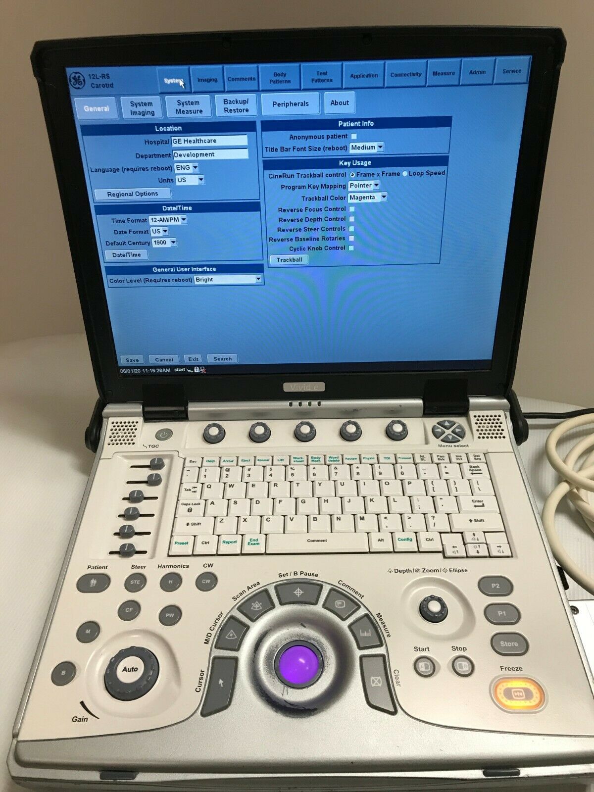 GE Vivid E Color Doppler Ultrasound Scanner, CW Two probes Cardiac, Linear 2013 DIAGNOSTIC ULTRASOUND MACHINES FOR SALE