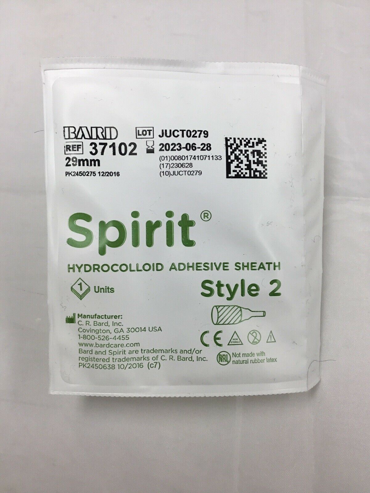 Bard Spirit Hydrocolloid Adhesive Sheath Style 2--Lot of 100 (107KMD) DIAGNOSTIC ULTRASOUND MACHINES FOR SALE