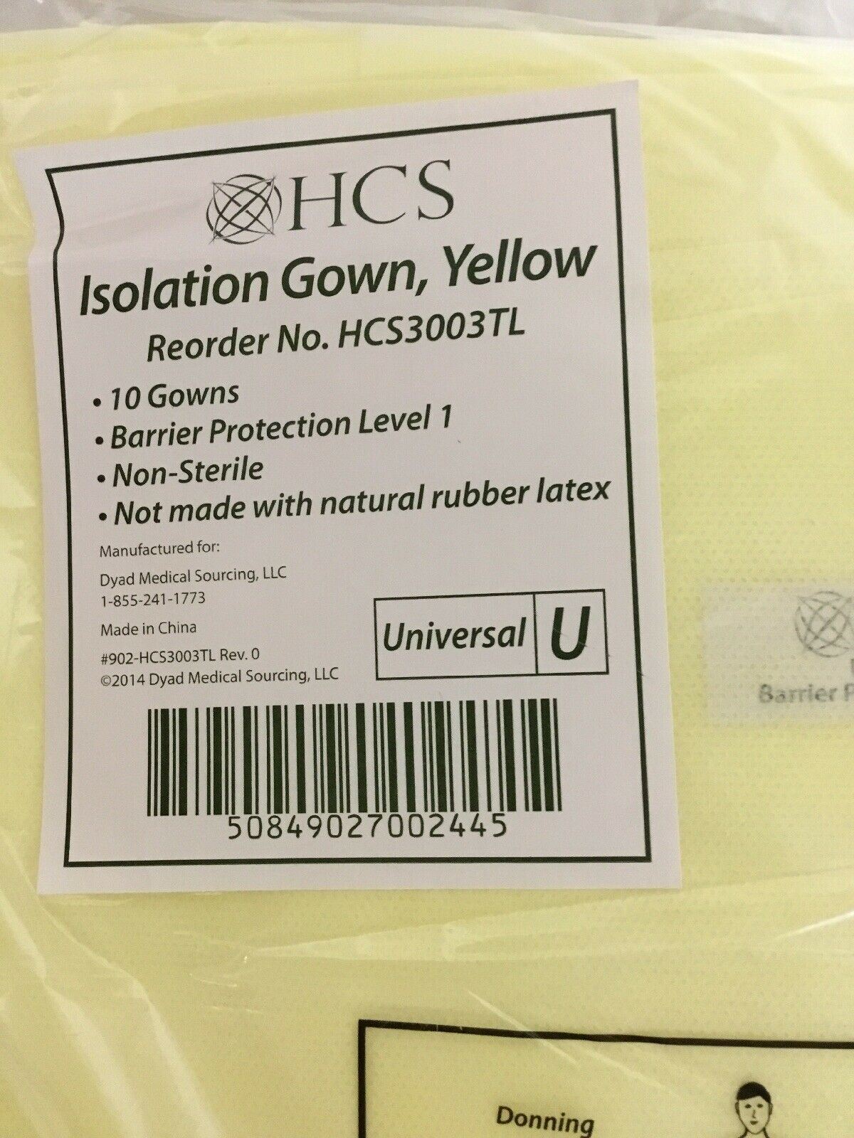 HCS Isolation Gown, Yellow Universal-U (187KMD) DIAGNOSTIC ULTRASOUND MACHINES FOR SALE