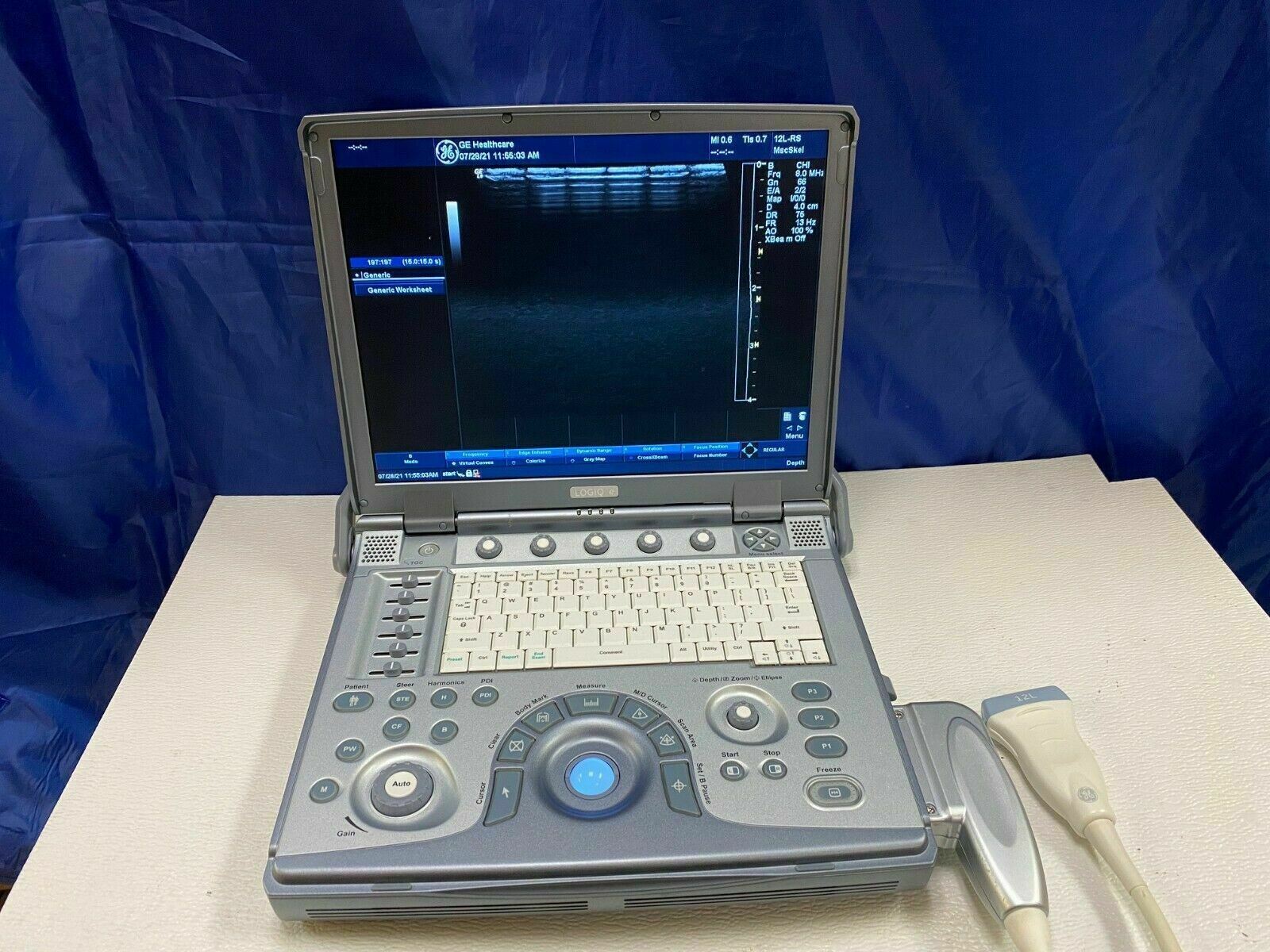 GE Logiq E portable ultrasound with Linear array probe Manufactured 2010 DIAGNOSTIC ULTRASOUND MACHINES FOR SALE