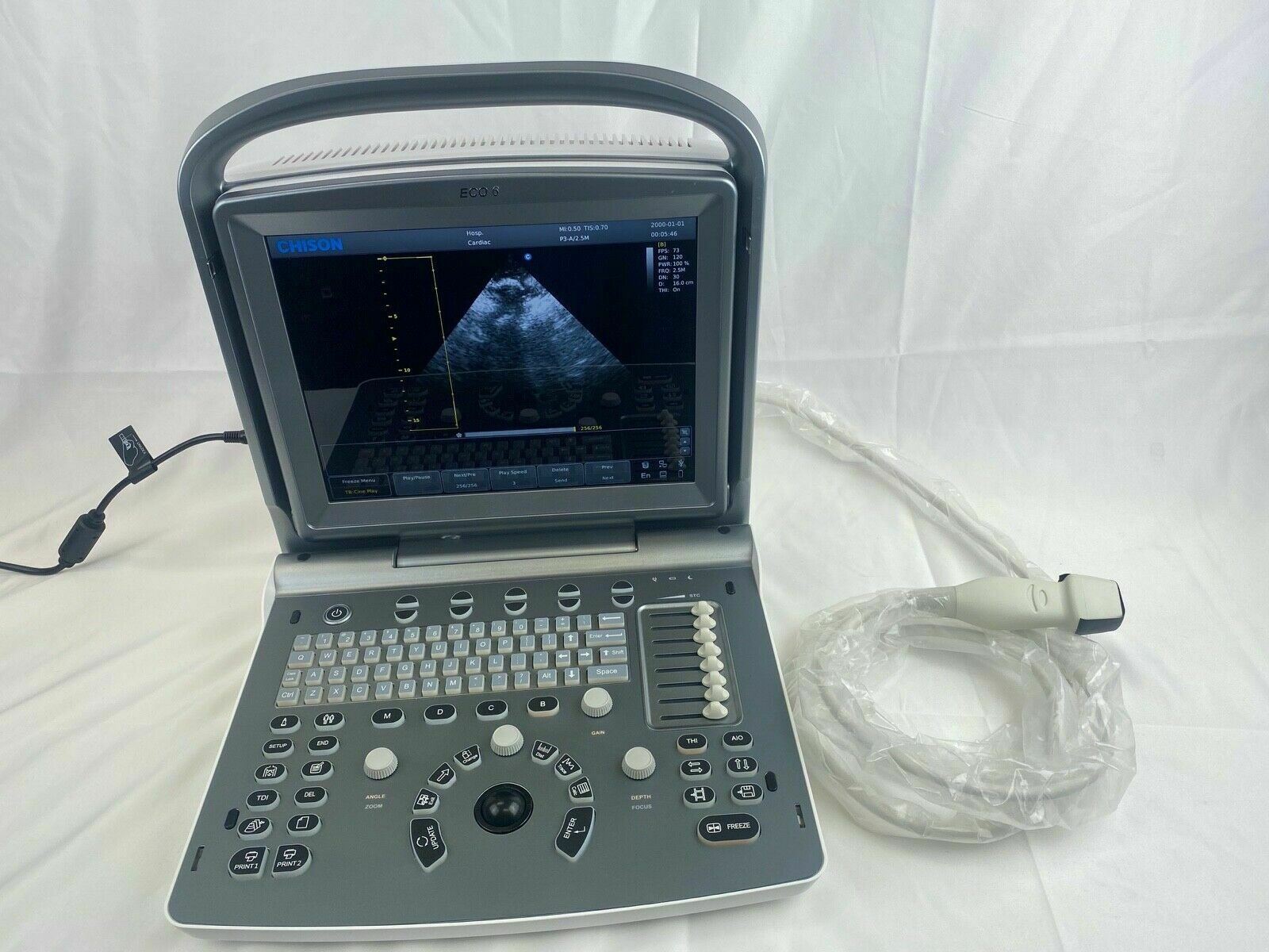 Chison ECO6 Portable  Color doppler Ultrasound with CW and phase array probe P3E DIAGNOSTIC ULTRASOUND MACHINES FOR SALE