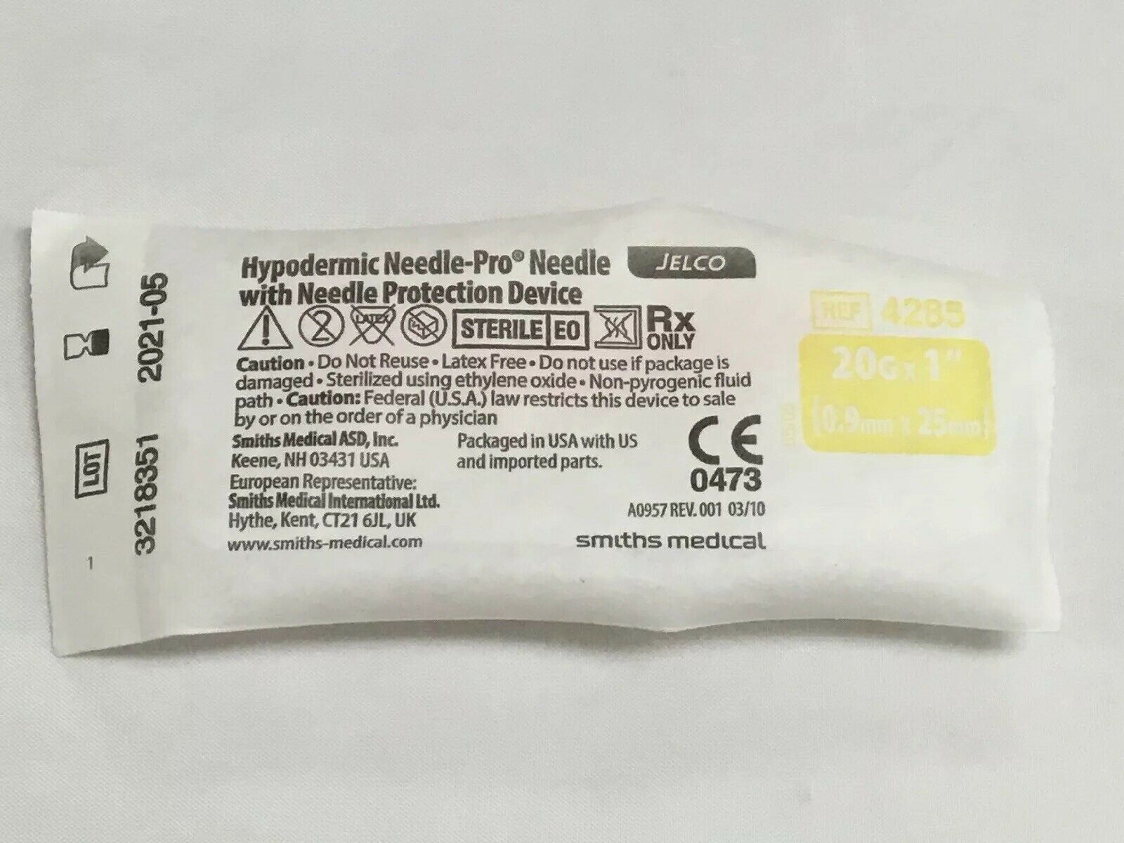 Smiths Medical Jelco 4285 Hypodermic Needle-pro Device 20G X 1” (151KMD) DIAGNOSTIC ULTRASOUND MACHINES FOR SALE