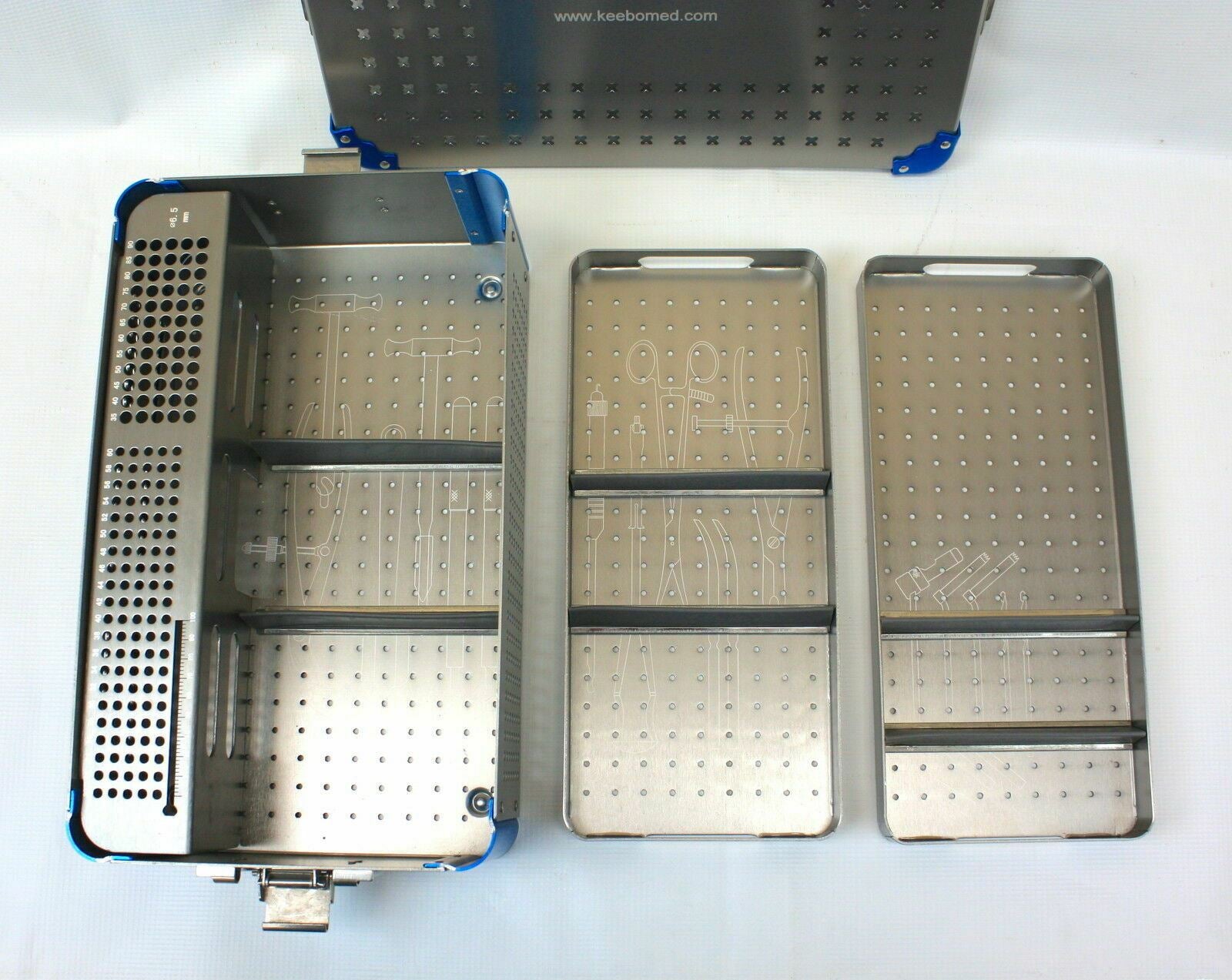 Orthopedic Instrument Empty Case w/trays & rack for 4.5-6.5 mm screws - KeeboMed DIAGNOSTIC ULTRASOUND MACHINES FOR SALE