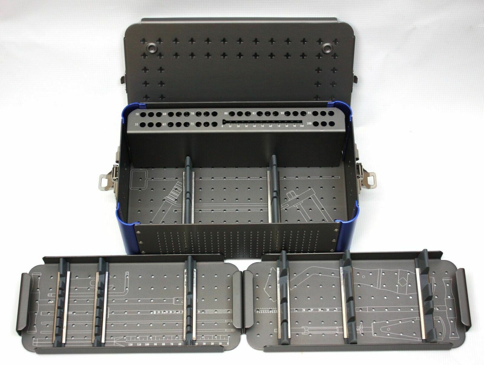 Empty Small Cannulated 7.3mm Screw Rack Instrument Case, 2 Removable Trays DIAGNOSTIC ULTRASOUND MACHINES FOR SALE