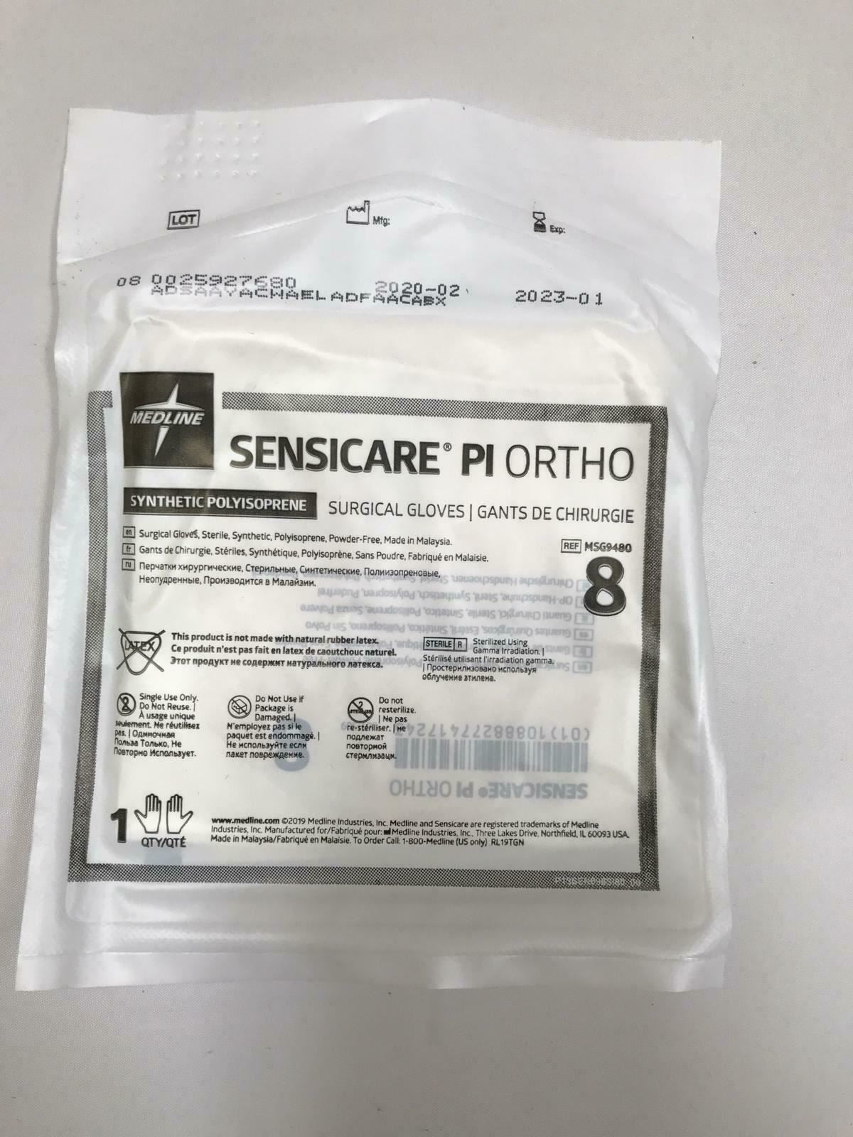 Medline Sensicare PI Ortho Surgical Gloves MSG9480 8 - 50 Count in Box  | CEJ-6 DIAGNOSTIC ULTRASOUND MACHINES FOR SALE