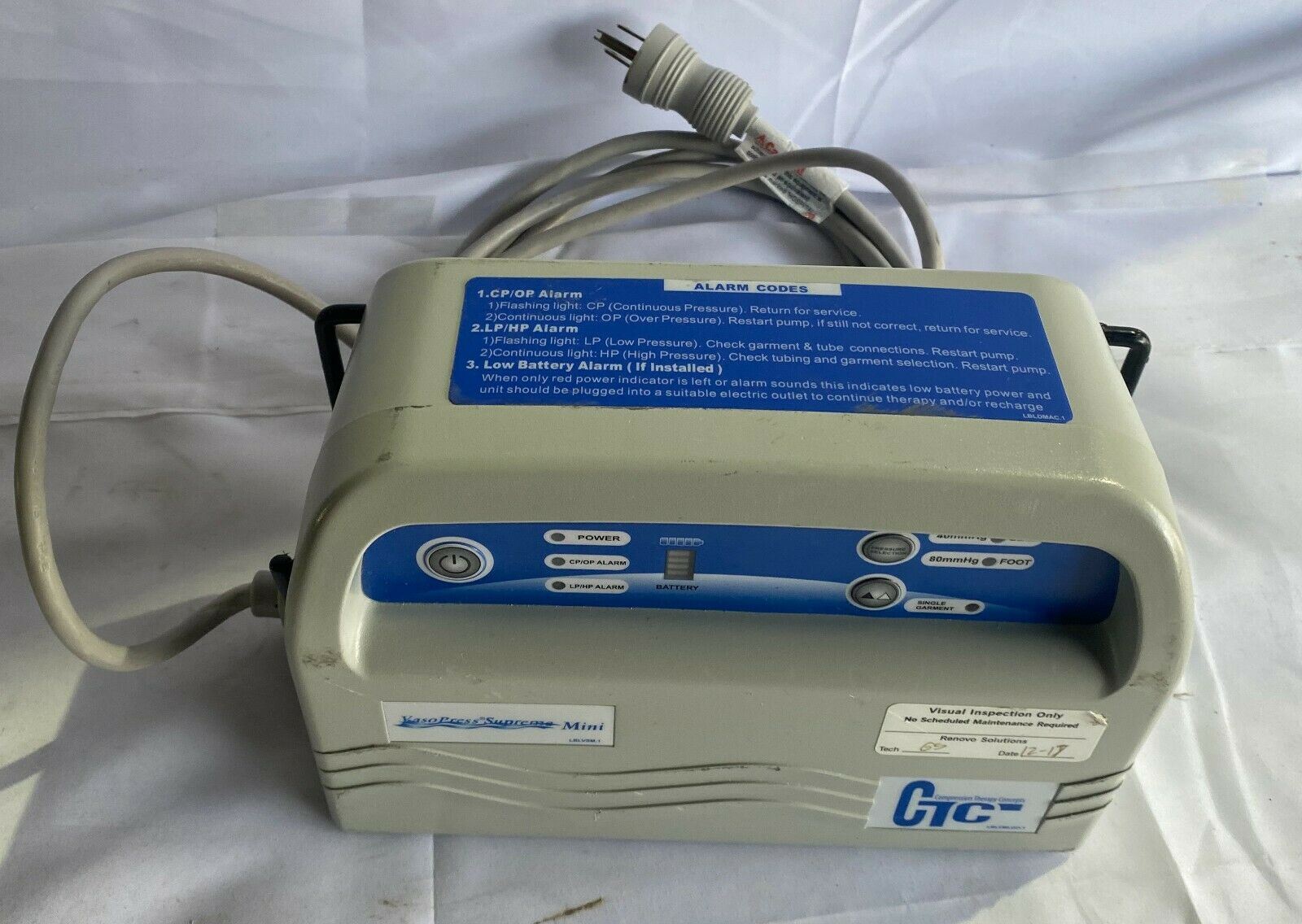 Vaso Press Supreme CTC DVT P500DM DVT Mini Pump DIAGNOSTIC ULTRASOUND MACHINES FOR SALE