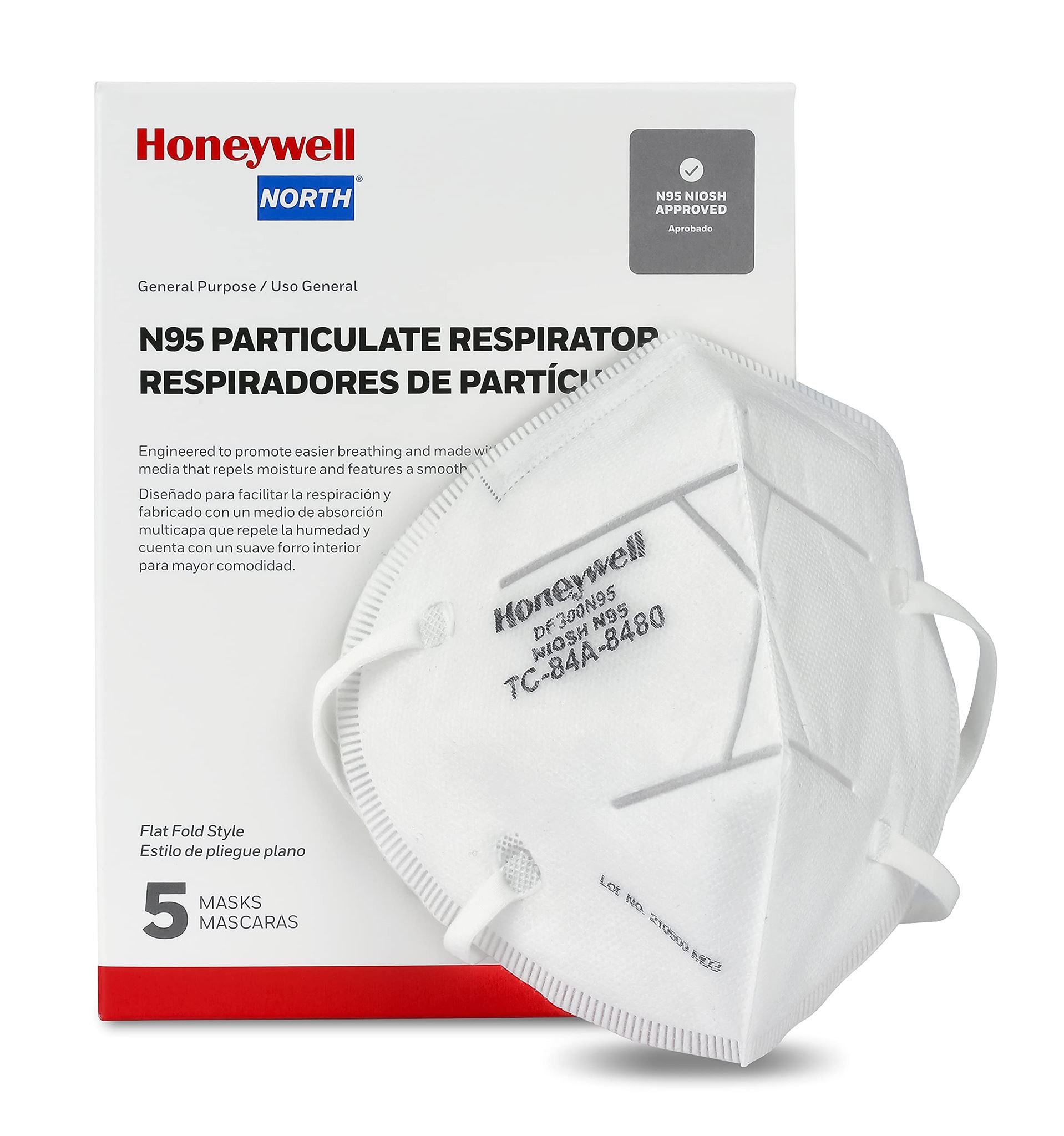 Honeywell Safety NIOSH-Approved N95 Flatfold Mask, 5-pack (RWS-54049) DIAGNOSTIC ULTRASOUND MACHINES FOR SALE