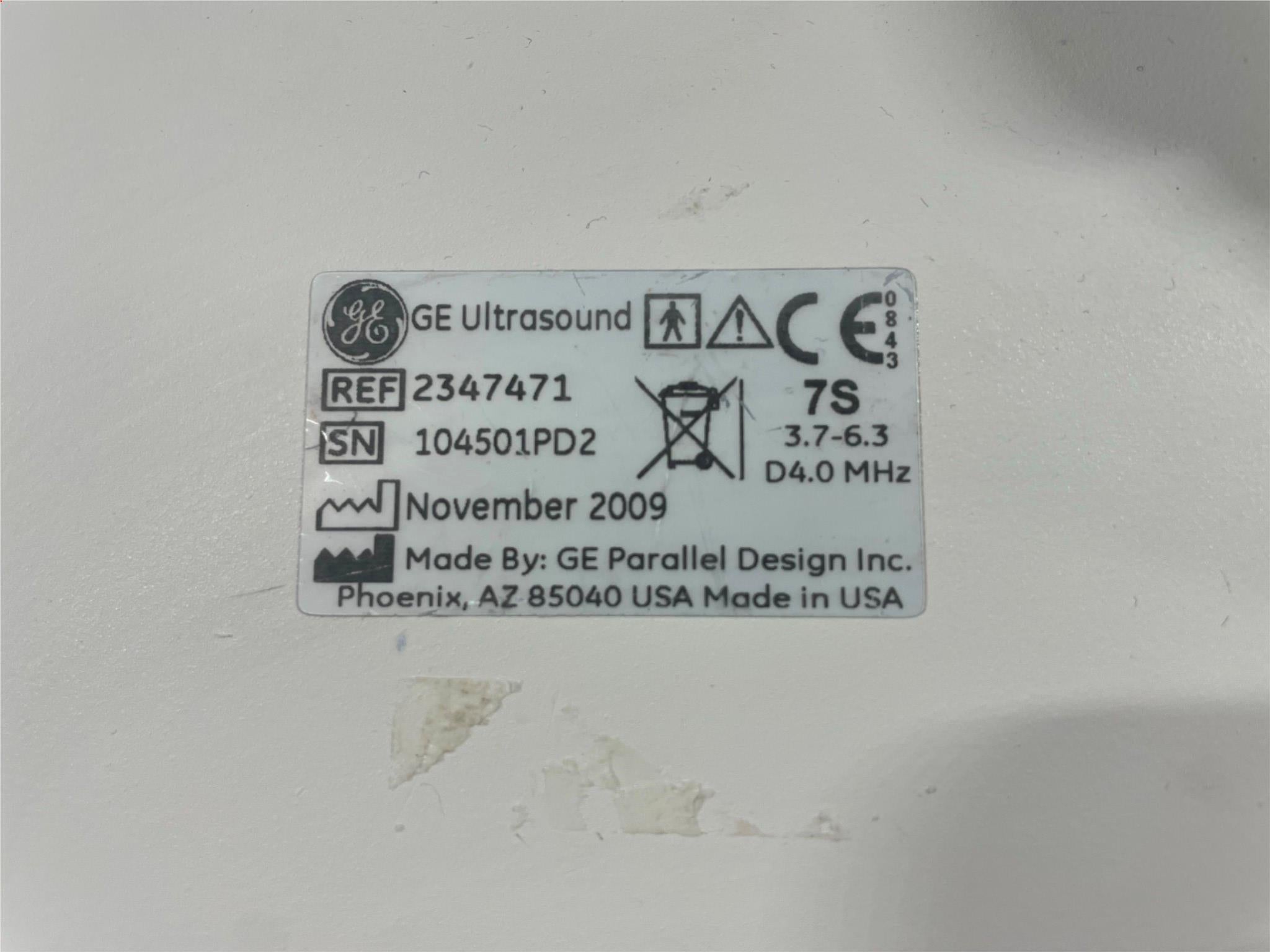 GE Healthcare 7S Ultrasound Probe REF:2347471 SN:104501PD2 DIAGNOSTIC ULTRASOUND MACHINES FOR SALE