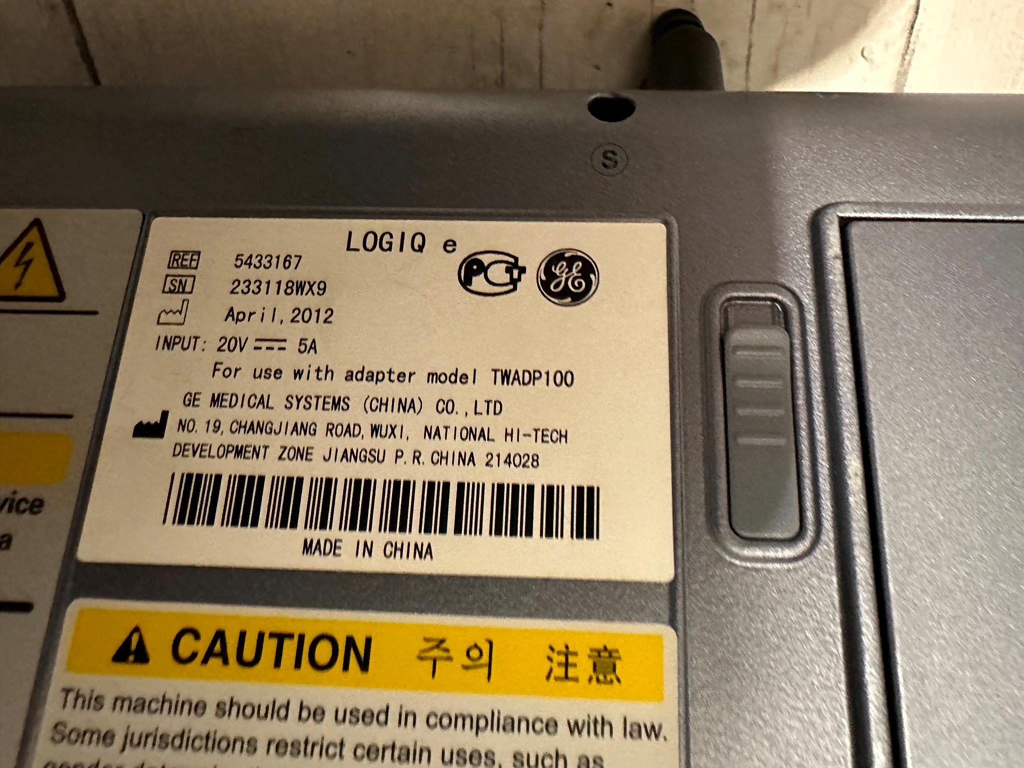 GE LOGIQ E  Ultrasound DOM 2012 -No probes DIAGNOSTIC ULTRASOUND MACHINES FOR SALE