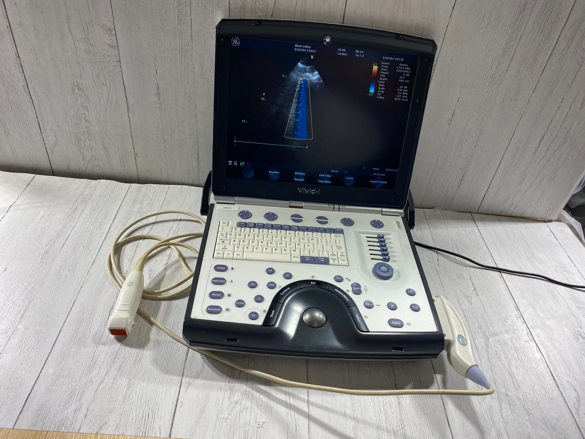 GE Vivid I  Color Doppler Ultrasound Scanner, CW  BT10 with 3s-RS cardiac probe DIAGNOSTIC ULTRASOUND MACHINES FOR SALE