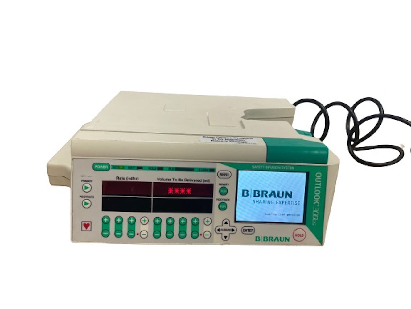 B Braun Outlook 300es Safety Infusion Pump System SN:E19670 REF:621-300ES DIAGNOSTIC ULTRASOUND MACHINES FOR SALE