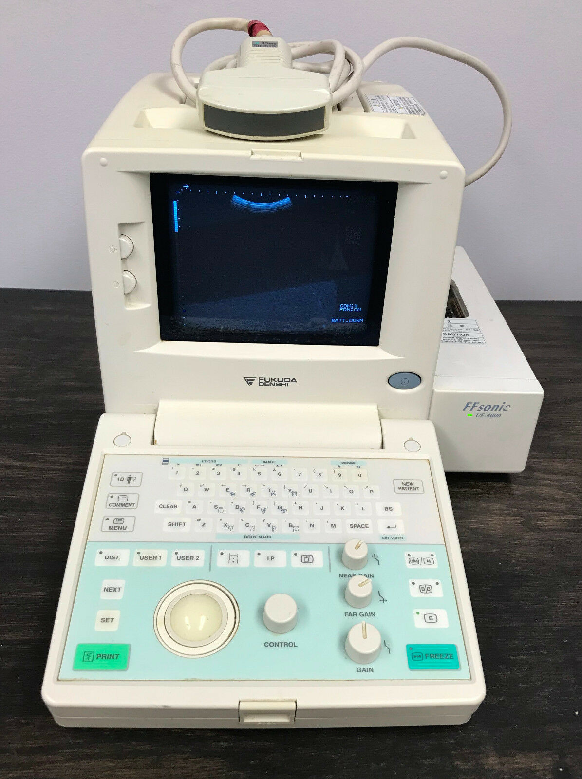 Fukuda Denshi UF-4000 FFSONIC Portable Ultrasound w/ FUT-C111A Transducer Probe DIAGNOSTIC ULTRASOUND MACHINES FOR SALE