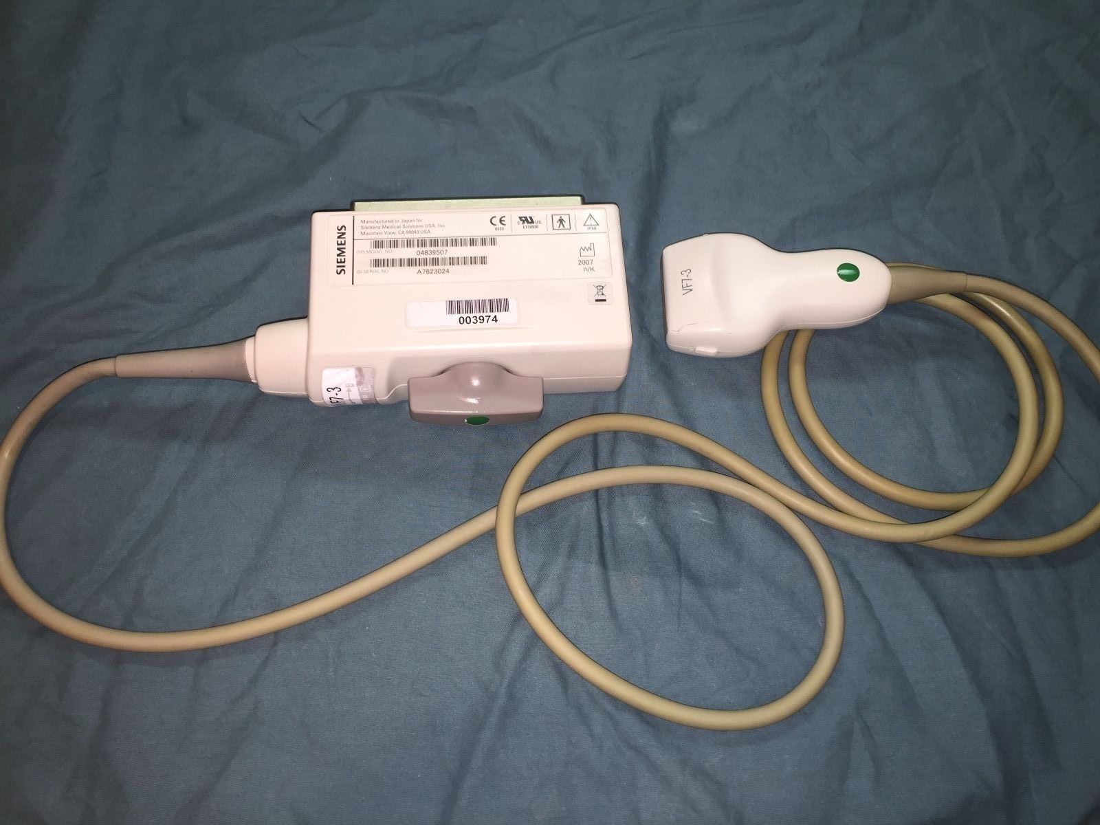 Siemens VF7-3 Ultrasound Transducer Probe IPX8 MFG 2007 DIAGNOSTIC ULTRASOUND MACHINES FOR SALE