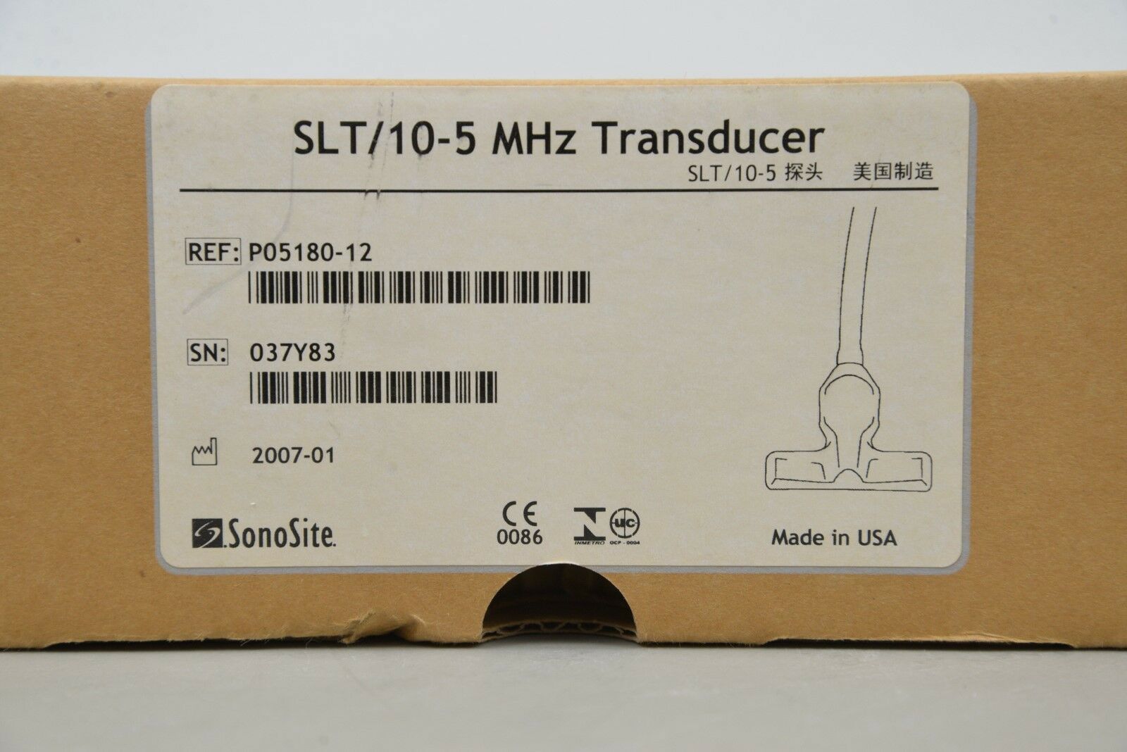 SonoSite MicroMaxx SLT/10-5 MHz 52mm Ultrasound Transducer REF P05180-12 (16132) DIAGNOSTIC ULTRASOUND MACHINES FOR SALE