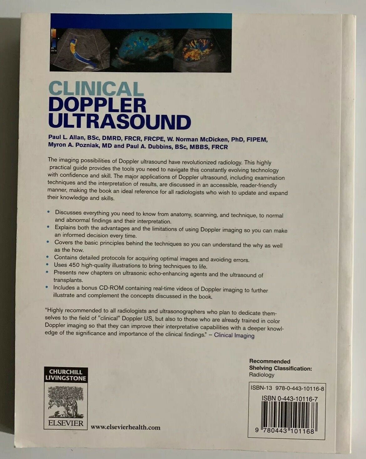 Clinical Doppler Ultrasound by Allan , Never opened CD Included 9780443101168 DIAGNOSTIC ULTRASOUND MACHINES FOR SALE