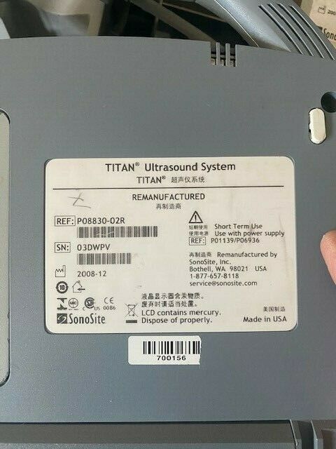 2008 Sonosite Titan Ultrasound system with Docking cart 19" Monitor DIAGNOSTIC ULTRASOUND MACHINES FOR SALE
