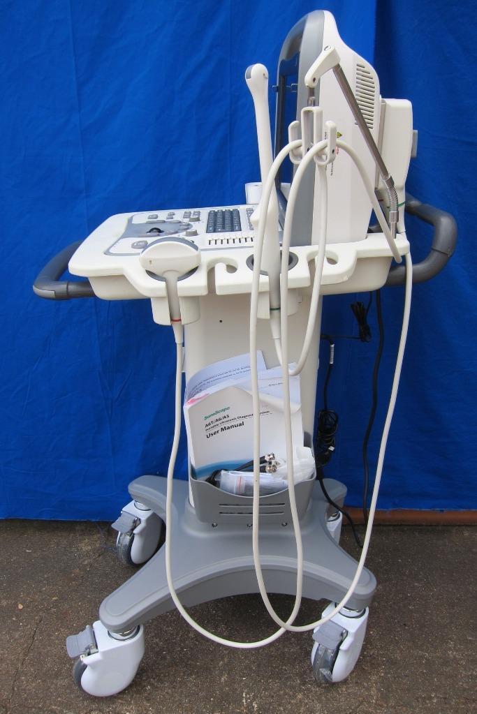 Sonoscape A6 Ultrasound System with 2 Probes, Trolley, Printer, Complete Set DIAGNOSTIC ULTRASOUND MACHINES FOR SALE