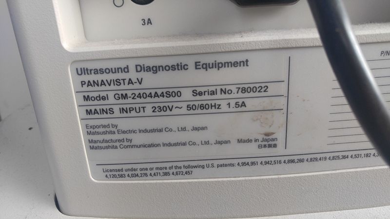 AAR 4175-PANASONIC PANAVISTA-V ULTRASOUND DIAGNOSTIC EQUIPMENT W/ CONVEX PROBE DIAGNOSTIC ULTRASOUND MACHINES FOR SALE