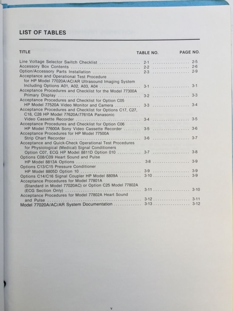 a book with a list of tables on it