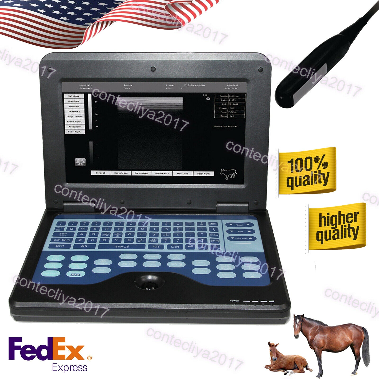 US Seller Veterinary Ultrasound Scanner Laptop Machine 7.5Mhz Animal VET Rectal  670924011996 DIAGNOSTIC ULTRASOUND MACHINES FOR SALE