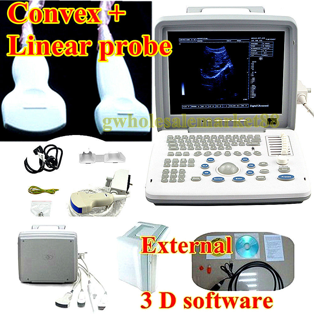 Clinic +3D Portable Laptop Ultrasound Scanner Machine CONVEX Probe +Linear Probe 190891762528 DIAGNOSTIC ULTRASOUND MACHINES FOR SALE