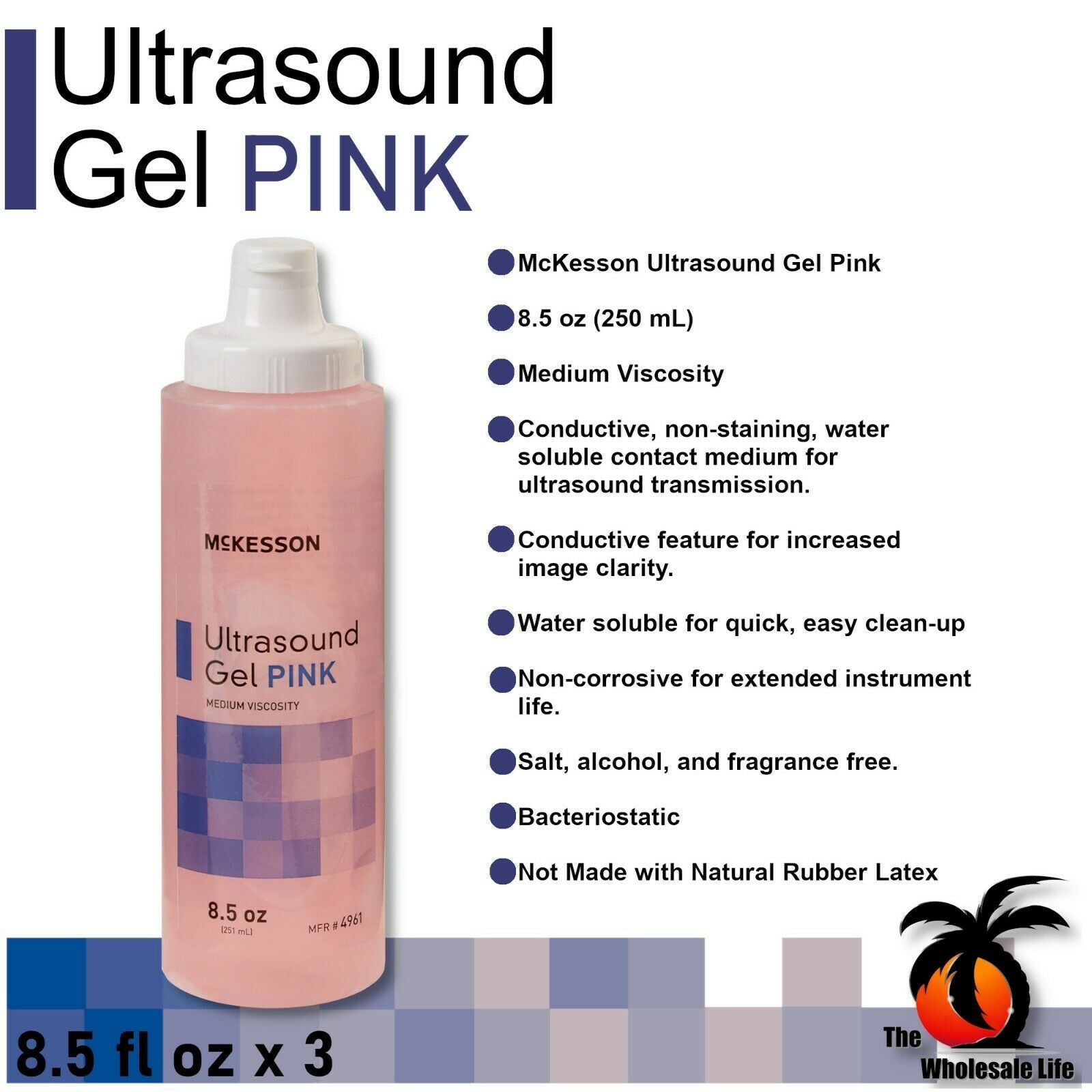 3 Pack - Ultrasound Transmission Pink Gel - 8.5 oz Bottle - Medium Viscosity  680034164864 DIAGNOSTIC ULTRASOUND MACHINES FOR SALE