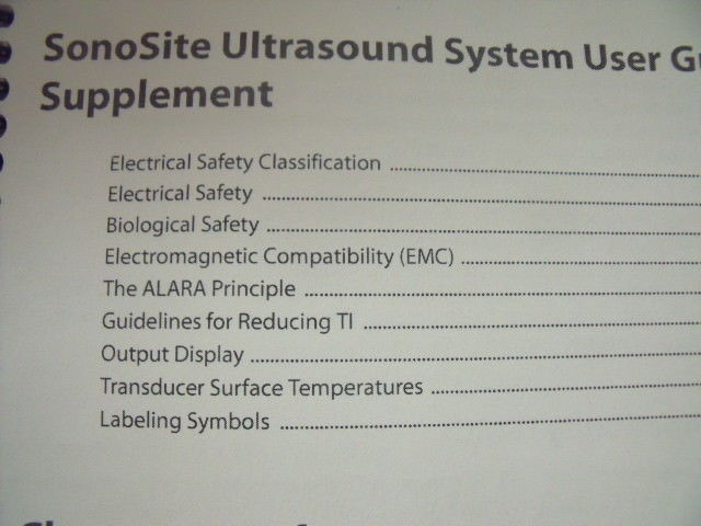 Sonosite Ultra Sound System User Guide and Supplement User Guide  ! L5 DIAGNOSTIC ULTRASOUND MACHINES FOR SALE