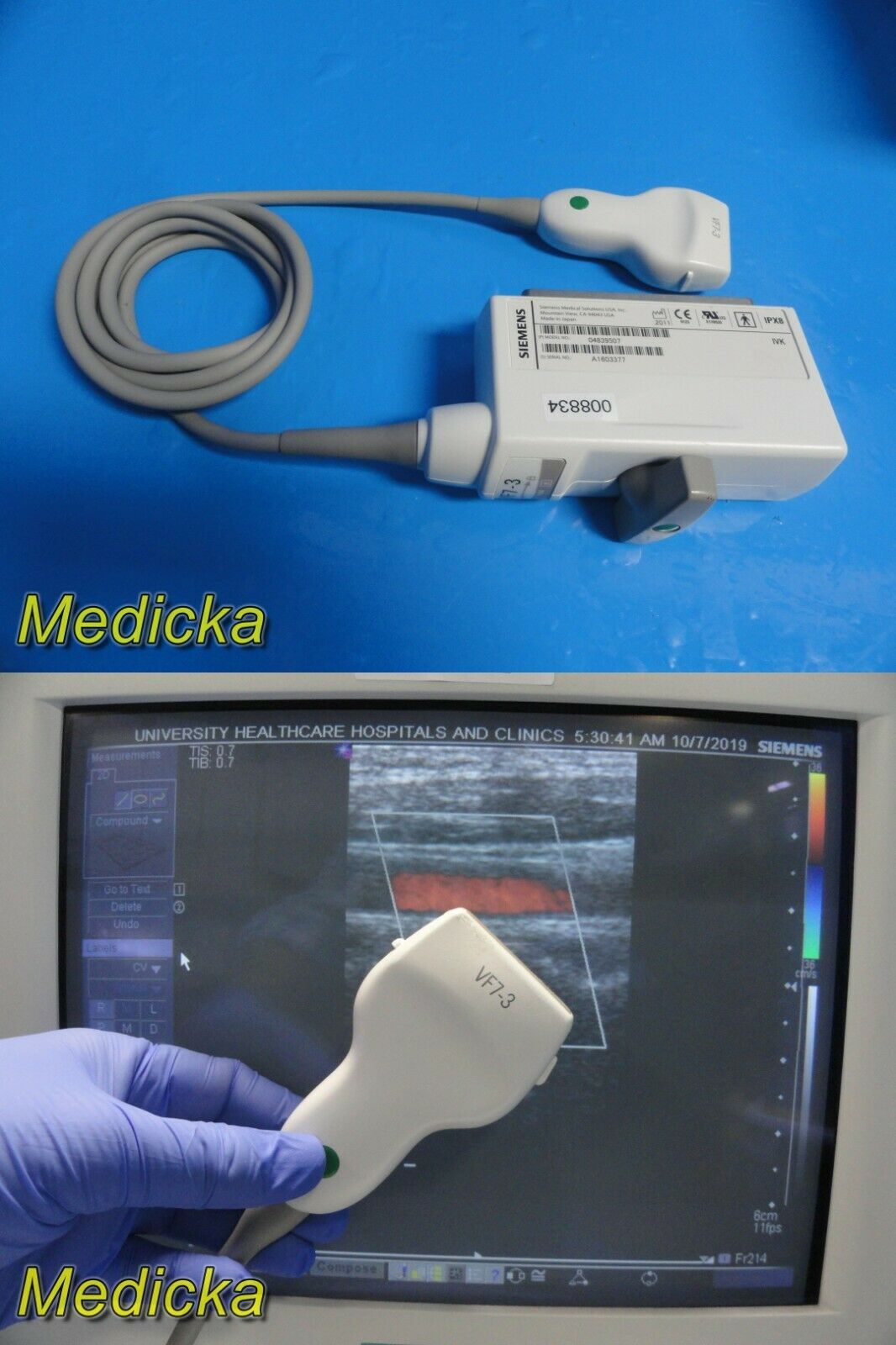 2011 Siemens VF7-3 (P/N 4839507) Linear Array Ultrasound Transducer Probe ~19412 DIAGNOSTIC ULTRASOUND MACHINES FOR SALE