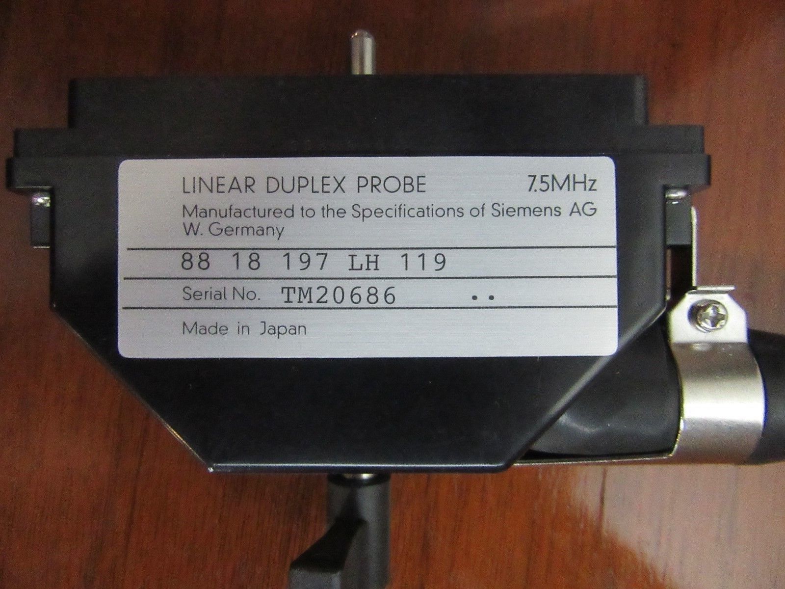 SIEMENS LINEAR DUPLEX ULTRASOUND TRANSDUCER PROBE- 3-7Mhz ref#LH-119 DIAGNOSTIC ULTRASOUND MACHINES FOR SALE