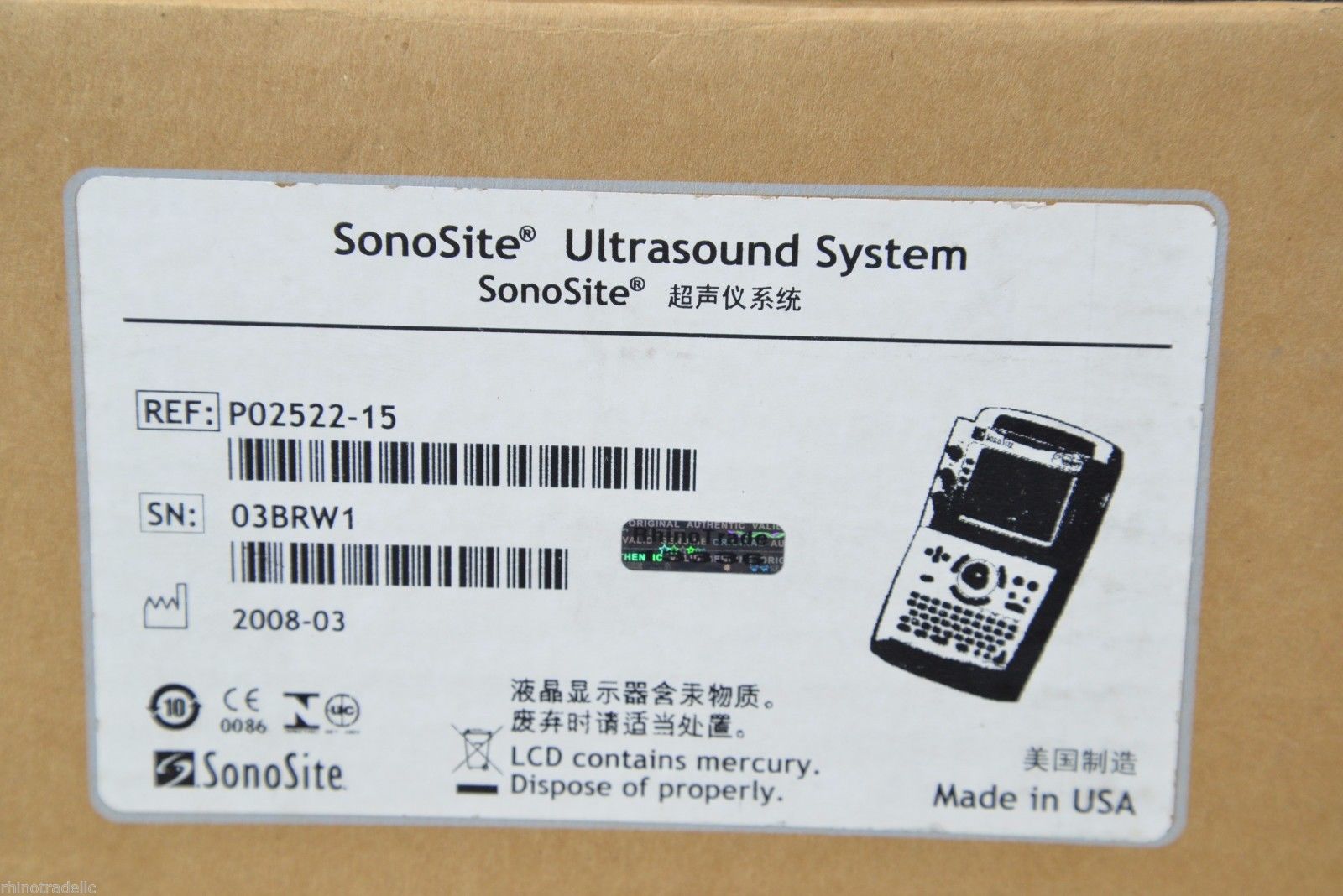 SonoSite 180 Plus Ultrasound System w/ C15, C60, L38 Transducers Sealed in box! DIAGNOSTIC ULTRASOUND MACHINES FOR SALE