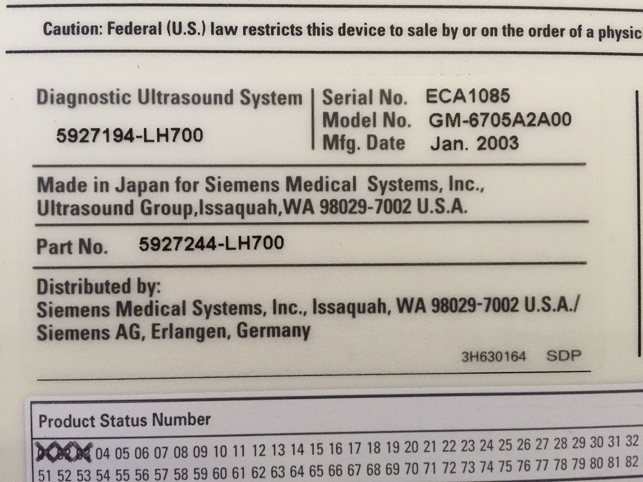 Siemens Sonoline Adara Ultrasound Machine DIAGNOSTIC ULTRASOUND MACHINES FOR SALE