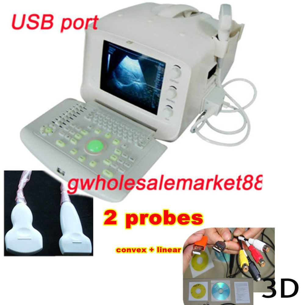 Full Digital +3D function Diagnostic Ultrasound Scanner convex +linear 2 probe A DIAGNOSTIC ULTRASOUND MACHINES FOR SALE