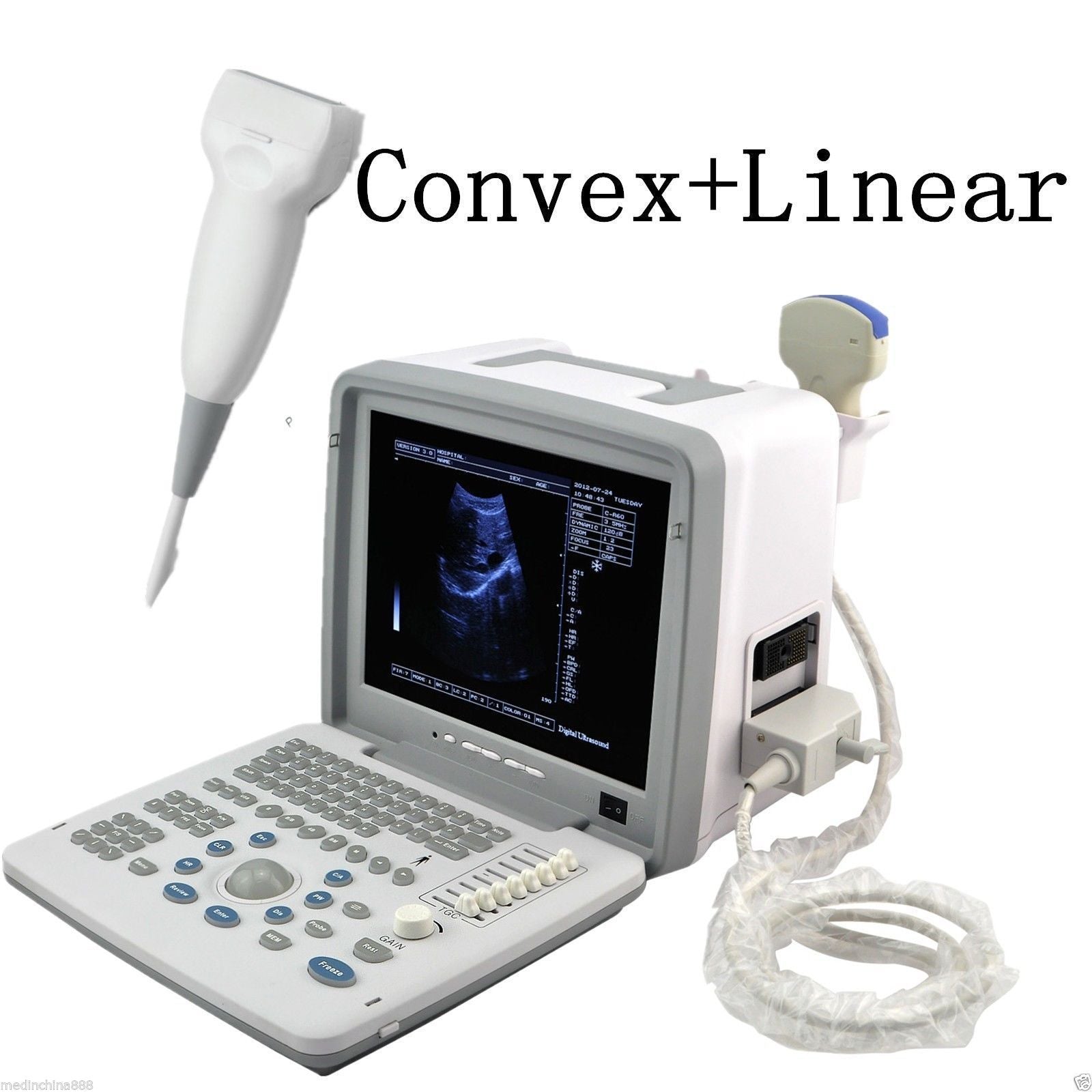 Top 12'' Digital Ultrasound Ultrasonic Scanner Convex Linear Probes+3D Software 190891976321 DIAGNOSTIC ULTRASOUND MACHINES FOR SALE