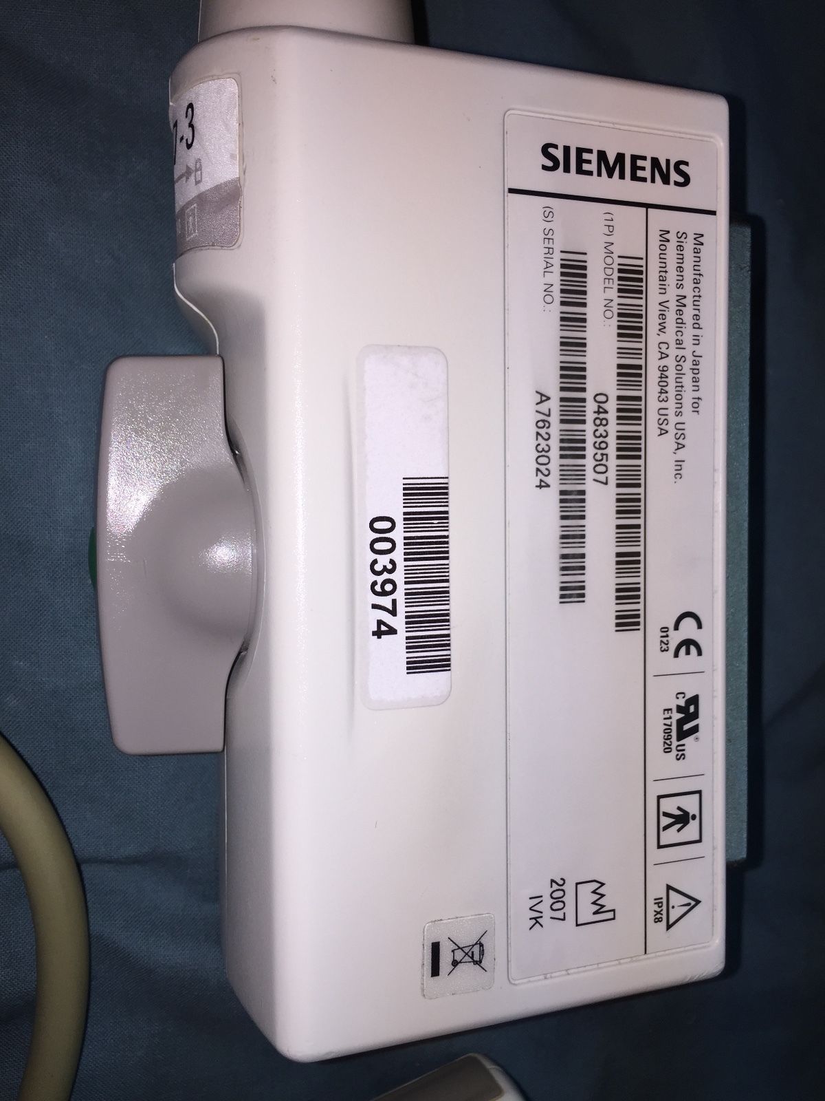 Siemens VF7-3 Ultrasound Transducer Probe IPX8 MFG 2007 DIAGNOSTIC ULTRASOUND MACHINES FOR SALE