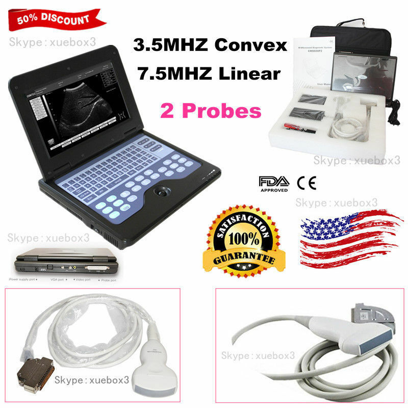 US seller Digital Ultrasound Scanner Laptop Machine with CONVEX+Linear 2 Probes DIAGNOSTIC ULTRASOUND MACHINES FOR SALE