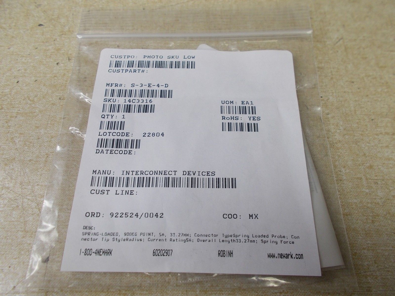 NEW Interconnect Spring-Loaded Probe 5A S-3-E-4-D, Lot of 10 *FREE SHIPPING* DIAGNOSTIC ULTRASOUND MACHINES FOR SALE