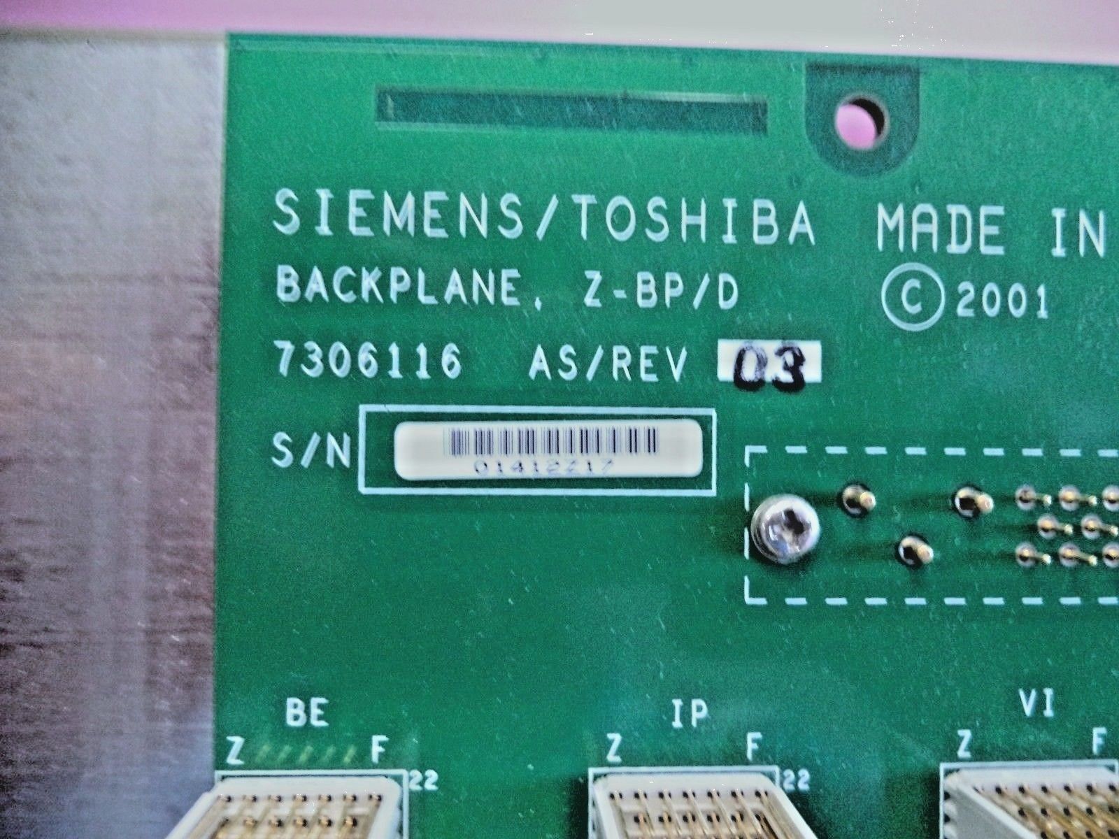 Siemens Antares Ultrasound Back Plane Board (PN: 07306116) DIAGNOSTIC ULTRASOUND MACHINES FOR SALE